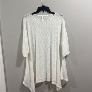 Twenty X white waffle knit fun, casual swing dress asymmetrical